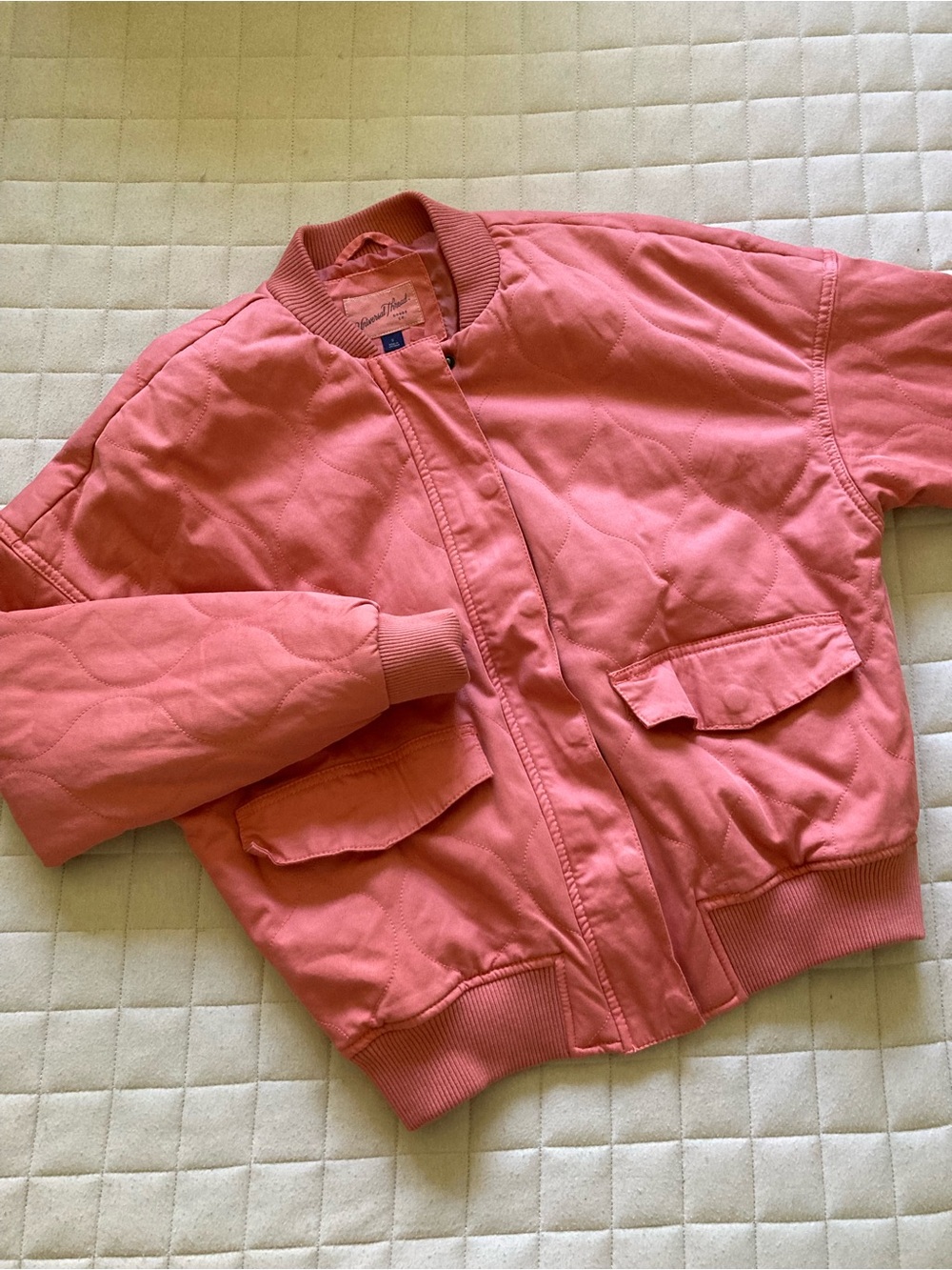 Universal Thread Women’s Quilted Bomber Jacket in Coral